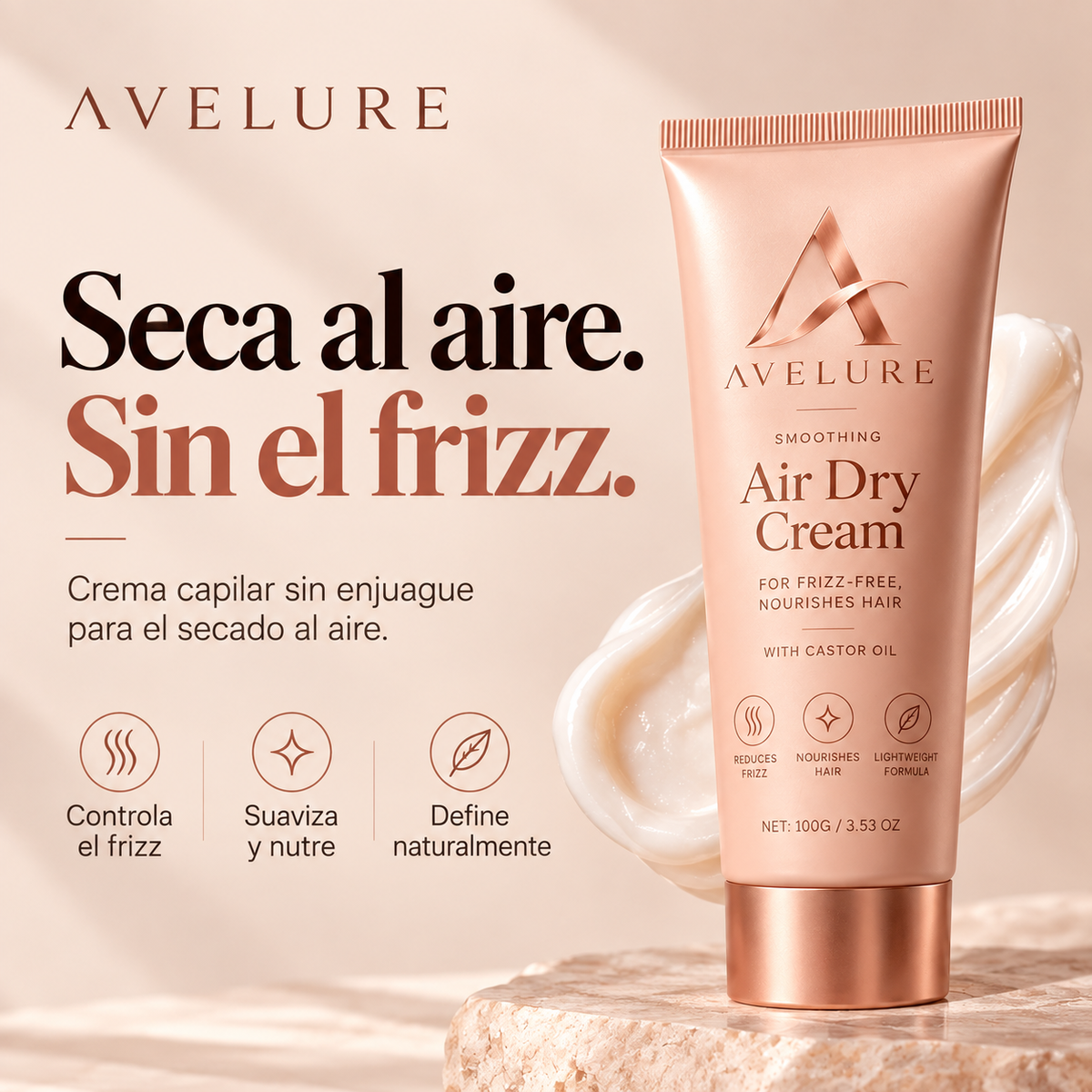 Crema capilar de secado al aire | Controla el frizz sin secador ni plancha