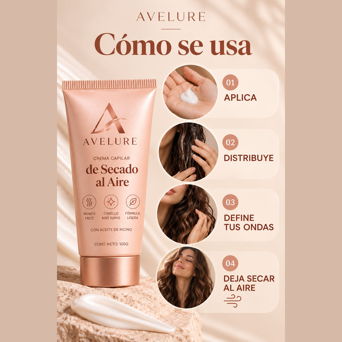 Crema capilar de secado al aire | Controla el frizz sin secador ni plancha