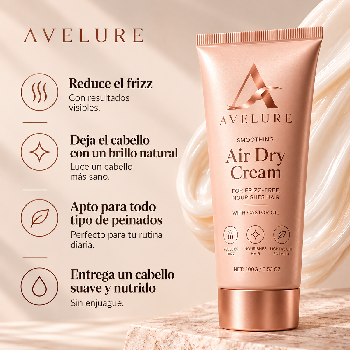 Crema capilar de secado al aire | Controla el frizz sin secador ni plancha